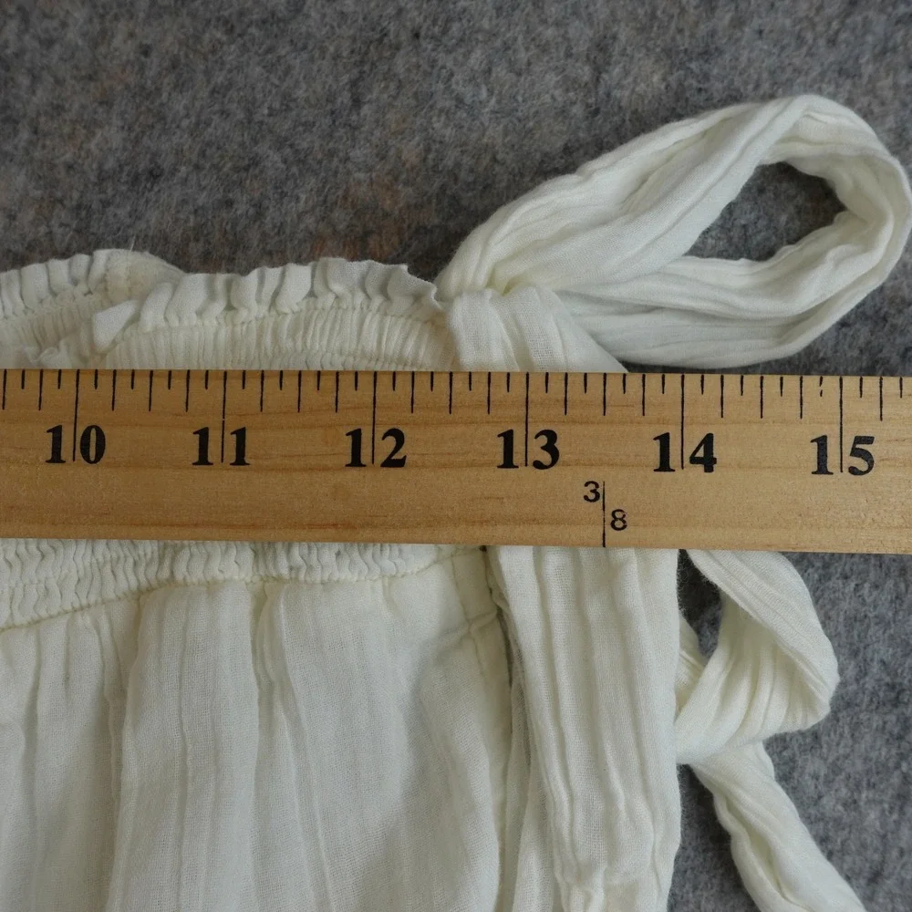 Free People Feelin Fancy Romper XS Ivory Lace Ruffle Gauzy Boho Beachy Romantic